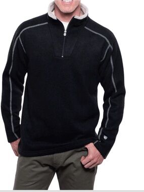 KUHL Europa 1/4 Zip Fleece Mens Black XL Alfpaca Cozy Outdoors Gorpcore